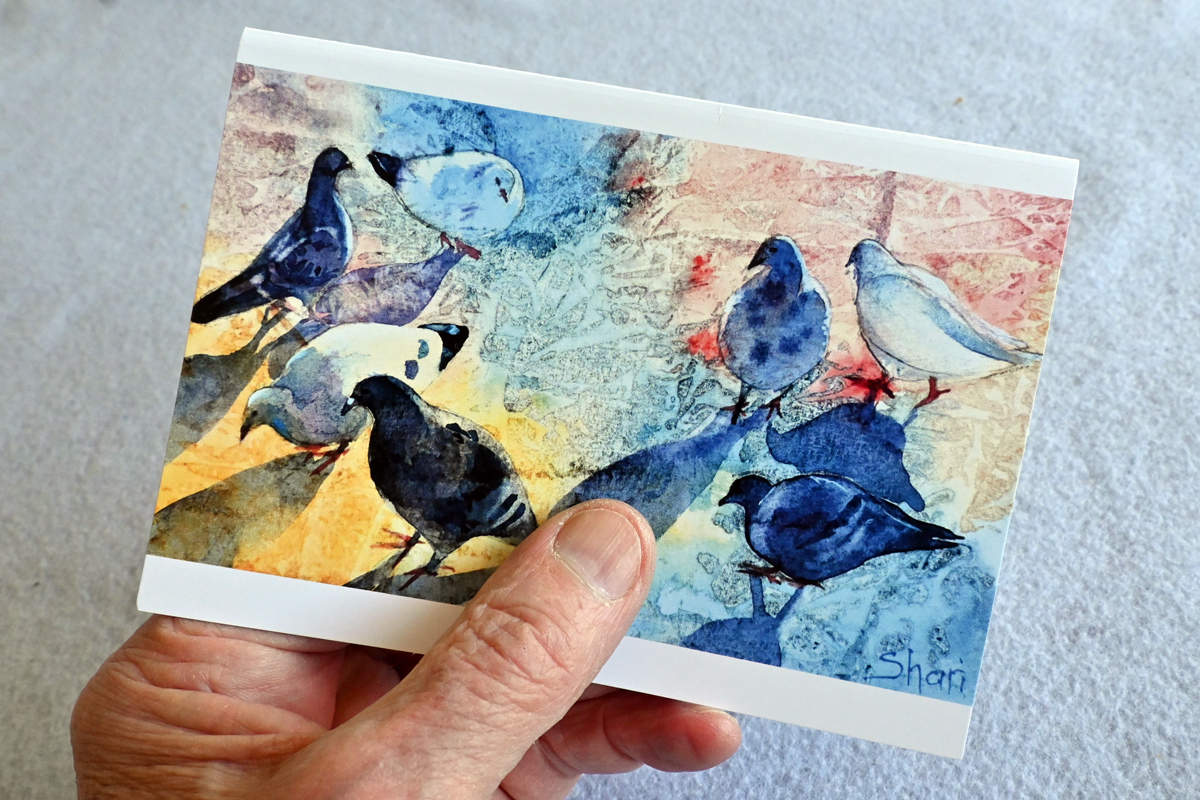 The same card as above is now folded and ready to put into an envelope, for delivery