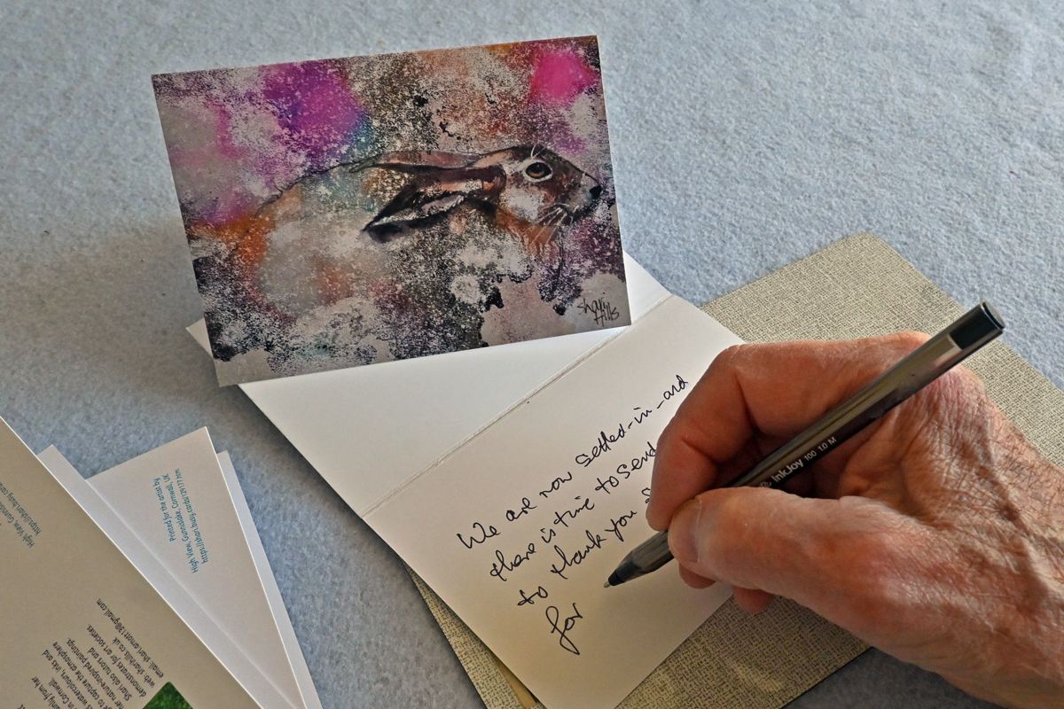 This card is displayed whilst another is being written on.